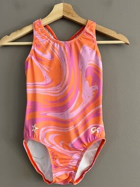 GK Elite AMERICAN GIRL Lila Matching Leotard Gymnastics Orange Pink Racerback CL
